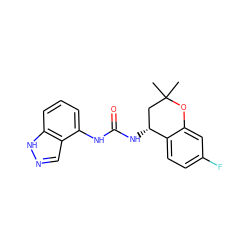 CC1(C)C[C@@H](NC(=O)Nc2cccc3[nH]ncc23)c2ccc(F)cc2O1 ZINC000035942212