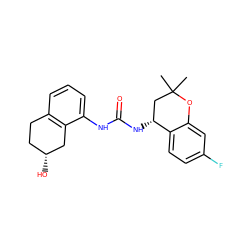 CC1(C)C[C@@H](NC(=O)Nc2cccc3c2C[C@H](O)CC3)c2ccc(F)cc2O1 ZINC000059262309