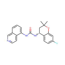 CC1(C)C[C@@H](NC(=O)Nc2cccc3cnccc23)c2ccc(F)cc2O1 ZINC000059261856