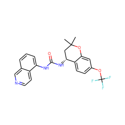 CC1(C)C[C@@H](NC(=O)Nc2cccc3cnccc23)c2ccc(OC(F)(F)F)cc2O1 ZINC000059263065