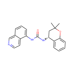 CC1(C)C[C@@H](NC(=O)Nc2cccc3cnccc23)c2ccccc2O1 ZINC000043195895