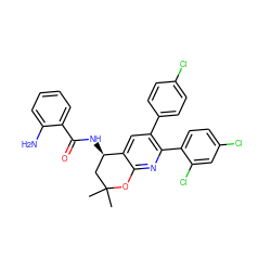 CC1(C)C[C@@H](NC(=O)c2ccccc2N)c2cc(-c3ccc(Cl)cc3)c(-c3ccc(Cl)cc3Cl)nc2O1 ZINC000049783916