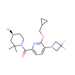 CC1(C)C[C@@H](O)CCN1C(=O)c1ccc(N2CC(F)(F)C2)c(OCC2CC2)n1 ZINC000146235672