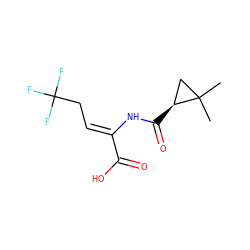 CC1(C)C[C@@H]1C(=O)N/C(=C\CC(F)(F)F)C(=O)O ZINC000026027041