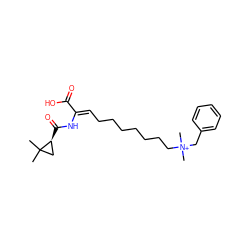 CC1(C)C[C@@H]1C(=O)N/C(=C\CCCCCCC[N+](C)(C)Cc1ccccc1)C(=O)O ZINC000036338439