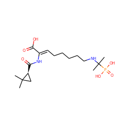 CC1(C)C[C@@H]1C(=O)N/C(=C\CCCCCNC(C)(C)P(=O)(O)O)C(=O)O ZINC000026024279