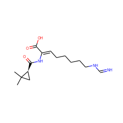 CC1(C)C[C@@H]1C(=O)N/C(=C\CCCCCNC=N)C(=O)O ZINC000026026817