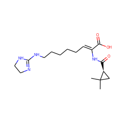 CC1(C)C[C@@H]1C(=O)N/C(=C\CCCCCNC1=NCCN1)C(=O)O ZINC000026027635