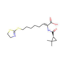 CC1(C)C[C@@H]1C(=O)N/C(=C\CCCCCSC1=NCCS1)C(=O)O ZINC000026027421