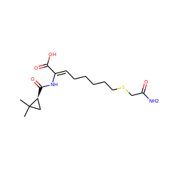 CC1(C)C[C@@H]1C(=O)N/C(=C\CCCCCSCC(N)=O)C(=O)O ZINC000026021909