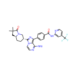 CC1(C)C[C@@H]2CC[C@@H](c3nc(-c4ccc(C(=O)Nc5cc(C(F)(F)F)ccn5)cc4)c4c(N)nccn34)CN2C1=O ZINC000145626025