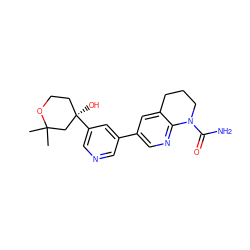 CC1(C)C[C@](O)(c2cncc(-c3cnc4c(c3)CCCN4C(N)=O)c2)CCO1 ZINC001772628154