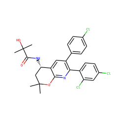 CC1(C)C[C@H](NC(=O)C(C)(C)O)c2cc(-c3ccc(Cl)cc3)c(-c3ccc(Cl)cc3Cl)nc2O1 ZINC000049116234