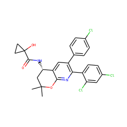 CC1(C)C[C@H](NC(=O)C2(O)CC2)c2cc(-c3ccc(Cl)cc3)c(-c3ccc(Cl)cc3Cl)nc2O1 ZINC000049109483