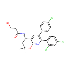 CC1(C)C[C@H](NC(=O)CCO)c2cc(-c3ccc(Cl)cc3)c(-c3ccc(Cl)cc3Cl)nc2O1 ZINC000049034928