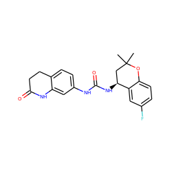 CC1(C)C[C@H](NC(=O)Nc2ccc3c(c2)NC(=O)CC3)c2cc(F)ccc2O1 ZINC000143372687