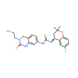 CC1(C)C[C@H](NC(=O)Nc2ccc3c(c2)NC(=O)N(CCO)C3)c2cc(F)ccc2O1 ZINC000143554146