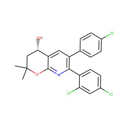 CC1(C)C[C@H](O)c2cc(-c3ccc(Cl)cc3)c(-c3ccc(Cl)cc3Cl)nc2O1 ZINC000049048277