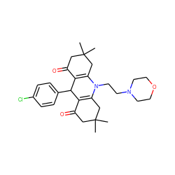 CC1(C)CC(=O)C2=C(C1)N(CCN1CCOCC1)C1=C(C(=O)CC(C)(C)C1)C2c1ccc(Cl)cc1 ZINC000020103717