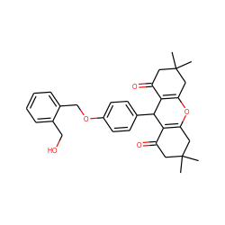 CC1(C)CC(=O)C2=C(C1)OC1=C(C(=O)CC(C)(C)C1)C2c1ccc(OCc2ccccc2CO)cc1 ZINC000299868192