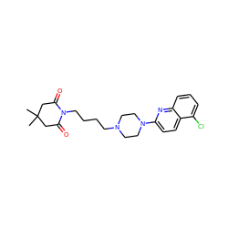 CC1(C)CC(=O)N(CCCCN2CCN(c3ccc4c(Cl)cccc4n3)CC2)C(=O)C1 ZINC000073198121