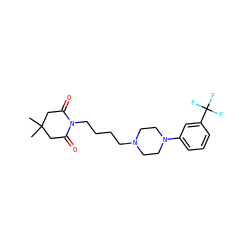 CC1(C)CC(=O)N(CCCCN2CCN(c3cccc(C(F)(F)F)c3)CC2)C(=O)C1 ZINC000013678549