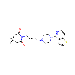 CC1(C)CC(=O)N(CCCCN2CCN(c3nccc4sccc34)CC2)C(=O)C1 ZINC000001536774