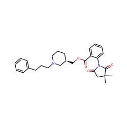 CC1(C)CC(=O)N(c2ccccc2C(=O)OC[C@@H]2CCCN(CCCc3ccccc3)C2)C1=O ZINC000027206189