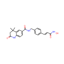 CC1(C)CC(=O)Nc2ccc(C(=O)NCc3ccc(/C=C/C(=O)NO)cc3)cc21 ZINC000222904977