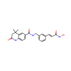 CC1(C)CC(=O)Nc2ccc(C(=O)NCc3cccc(/C=C/C(=O)NO)c3)cc21 ZINC000222904804