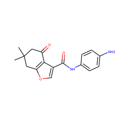 CC1(C)CC(=O)c2c(C(=O)Nc3ccc(N)cc3)coc2C1 ZINC000063539350