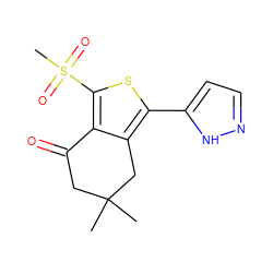 CC1(C)CC(=O)c2c(S(C)(=O)=O)sc(-c3ccn[nH]3)c2C1 ZINC000038229894