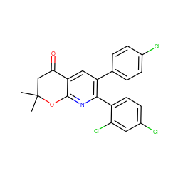 CC1(C)CC(=O)c2cc(-c3ccc(Cl)cc3)c(-c3ccc(Cl)cc3Cl)nc2O1 ZINC000049036821