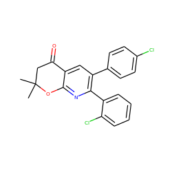 CC1(C)CC(=O)c2cc(-c3ccc(Cl)cc3)c(-c3ccccc3Cl)nc2O1 ZINC000049037160