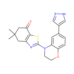 CC1(C)CC(=O)c2sc(N3CCOc4ccc(-c5cn[nH]c5)cc43)nc2C1 ZINC000040395153