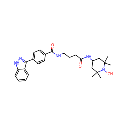 CC1(C)CC(NC(=O)CCCNC(=O)c2ccc(-c3n[nH]c4ccccc34)cc2)CC(C)(C)N1O ZINC000040424045