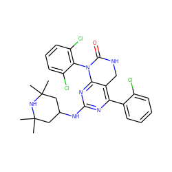 CC1(C)CC(Nc2nc(-c3ccccc3Cl)c3c(n2)N(c2c(Cl)cccc2Cl)C(=O)NC3)CC(C)(C)N1 ZINC000014963002