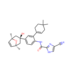 CC1(C)CC=C(c2cc([C@]3(O)C[C@@]4(C)C=C[C@@](C)(C3)O4)ccc2NC(=O)c2nc(C#N)c[nH]2)CC1 ZINC000100619449