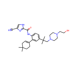 CC1(C)CC=C(c2cc(C(C)(C)CN3CCN(CCO)CC3)ccc2NC(=O)c2nc(C#N)c[nH]2)CC1 ZINC000103281326