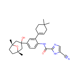 CC1(C)CC=C(c2cc(C3(O)C[C@]4(C)CC[C@](C)(C3)O4)ccc2NC(=O)c2ncc(C#N)[nH]2)CC1 ZINC000201269960