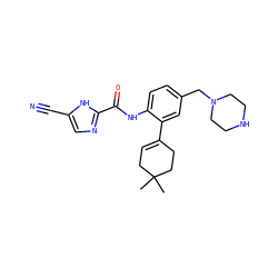 CC1(C)CC=C(c2cc(CN3CCNCC3)ccc2NC(=O)c2ncc(C#N)[nH]2)CC1 ZINC000169701096