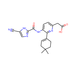 CC1(C)CC=C(c2nc(CC(=O)O)ccc2NC(=O)c2ncc(C#N)[nH]2)CC1 ZINC000146940552