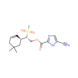 CC1(C)CC=C[C@@H]([C@@H](COC(=O)c2ncc(C#N)[nH]2)S(C)(=O)=O)C1 ZINC000169701499