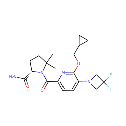 CC1(C)CC[C@@H](C(N)=O)N1C(=O)c1ccc(N2CC(F)(F)C2)c(OCC2CC2)n1 ZINC000146224929