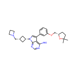 CC1(C)CC[C@@H](COc2cccc(-c3cn([C@H]4C[C@@H](CN5CCC5)C4)c4ncnc(N)c34)c2)O1 ZINC000653729196