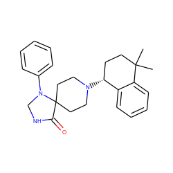 CC1(C)CC[C@@H](N2CCC3(CC2)C(=O)NCN3c2ccccc2)c2ccccc21 ZINC000028886254