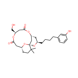 CC1(C)CC[C@@H]2CC(=O)O[C@@H](CO)CC(=O)O[C@@H]3C[C@@H](CCCCc4cccc(O)c4)O[C@@]1(C3)O2 ZINC000064528352