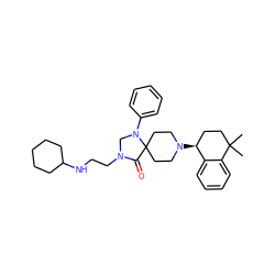 CC1(C)CC[C@H](N2CCC3(CC2)C(=O)N(CCNC2CCCCC2)CN3c2ccccc2)c2ccccc21 ZINC000040403501