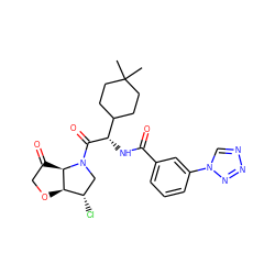 CC1(C)CCC([C@H](NC(=O)c2cccc(-n3cnnn3)c2)C(=O)N2C[C@H](Cl)[C@H]3OCC(=O)[C@H]32)CC1 ZINC000043207586