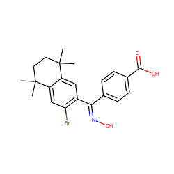 CC1(C)CCC(C)(C)c2cc(/C(=N/O)c3ccc(C(=O)O)cc3)c(Br)cc21 ZINC000003834066